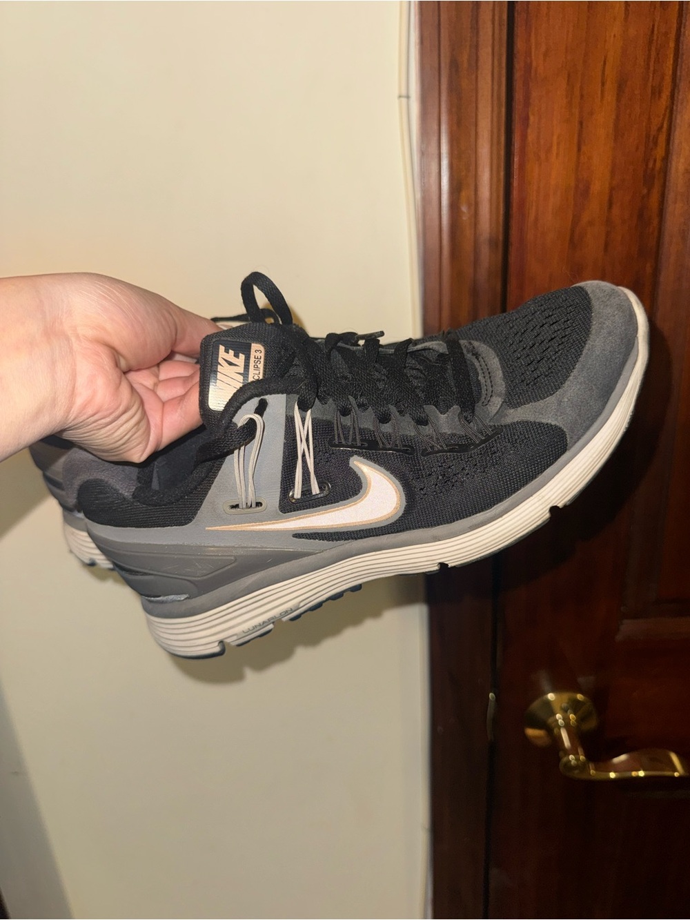Nike Black & Gray Athletic Sneakers with White Swoosh